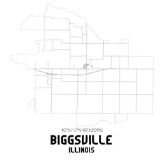 Biggsville Illinois. US street map with black and white lines.