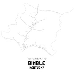 Bimble Kentucky. US street map with black and white lines.