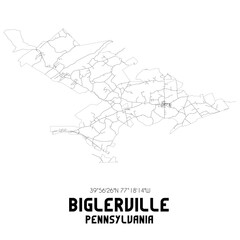 Biglerville Pennsylvania. US street map with black and white lines.