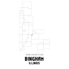 Bingham Illinois. US street map with black and white lines.