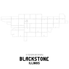 Blackstone Illinois. US street map with black and white lines.