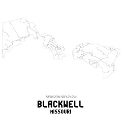 Blackwell Missouri. US street map with black and white lines.