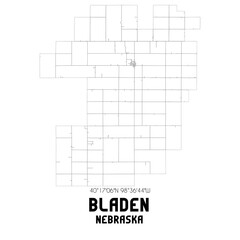 Bladen Nebraska. US street map with black and white lines.