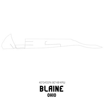 Blaine Ohio. US street map with black and white lines.
