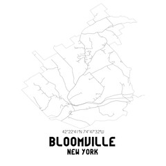Bloomville New York. US street map with black and white lines.