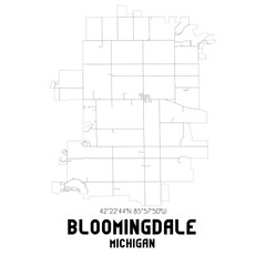 Bloomingdale Michigan. US street map with black and white lines.