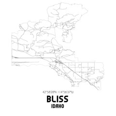 Fototapeta na wymiar Bliss Idaho. US street map with black and white lines.
