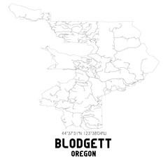 Blodgett Oregon. US street map with black and white lines.