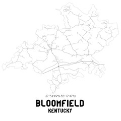 Bloomfield Kentucky. US street map with black and white lines.
