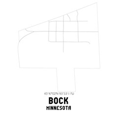 Bock Minnesota. US street map with black and white lines.