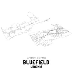 Bluefield Virginia. US street map with black and white lines.