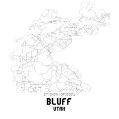Fototapeta na wymiar Bluff Utah. US street map with black and white lines.