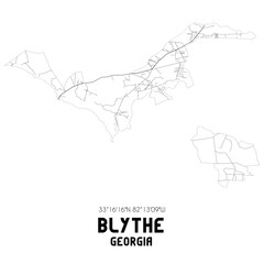 Blythe Georgia. US street map with black and white lines.