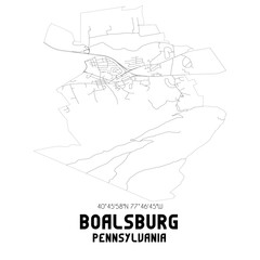 Boalsburg Pennsylvania. US street map with black and white lines.