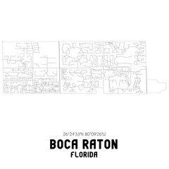 Boca Raton Florida. US street map with black and white lines.