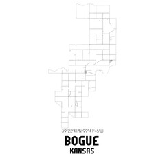 Bogue Kansas. US street map with black and white lines.