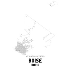 Boise Idaho. US street map with black and white lines.
