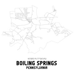 Boiling Springs Pennsylvania. US street map with black and white lines.