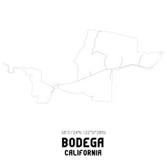 Bodega California. US street map with black and white lines.