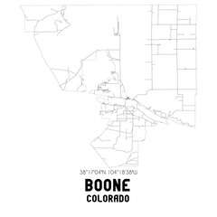 Boone Colorado. US street map with black and white lines.