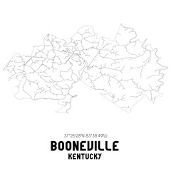 Booneville Kentucky. US street map with black and white lines.