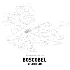 Boscobel Wisconsin. US street map with black and white lines.