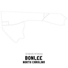 Bonlee North Carolina. US street map with black and white lines.