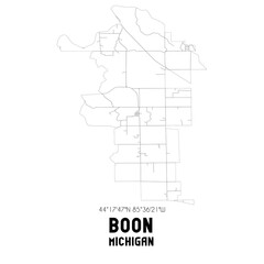 Boon Michigan. US street map with black and white lines.