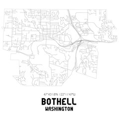 Bothell Washington. US street map with black and white lines.