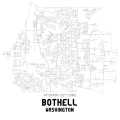 Bothell Washington. US street map with black and white lines.