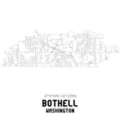 Bothell Washington. US street map with black and white lines.