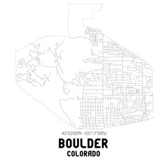 Boulder Colorado. US street map with black and white lines.