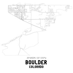 Boulder Colorado. US street map with black and white lines.