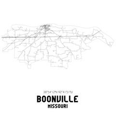 Boonville Missouri. US street map with black and white lines.