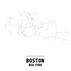 Fototapeta premium Boston New York. US street map with black and white lines.