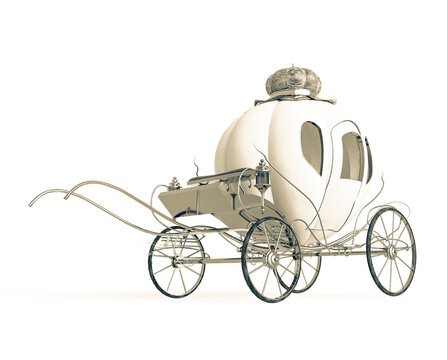 fantasy carriage in a cool way on white background