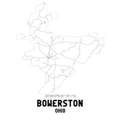 Bowerston Ohio. US street map with black and white lines.