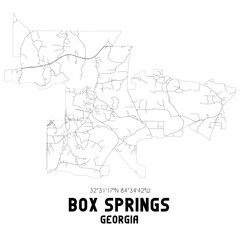 Fototapeta na wymiar Box Springs Georgia. US street map with black and white lines.