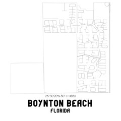 Boynton Beach Florida. US street map with black and white lines.