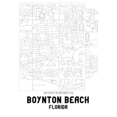 Boynton Beach Florida. US street map with black and white lines.