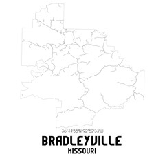 Bradleyville Missouri. US street map with black and white lines.