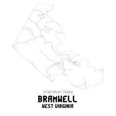 Bramwell West Virginia. US street map with black and white lines.