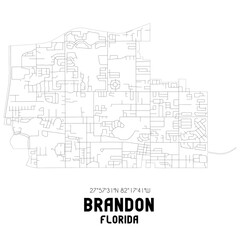 Brandon Florida. US street map with black and white lines.