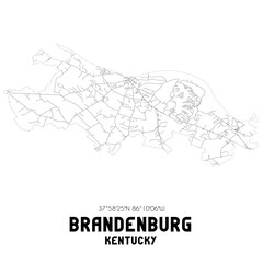 Brandenburg Kentucky. US street map with black and white lines.