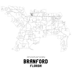 Branford Florida. US street map with black and white lines.