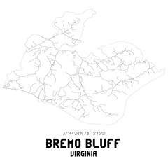 Bremo Bluff Virginia. US street map with black and white lines.