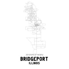 Bridgeport Illinois. US street map with black and white lines.