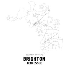 Brighton Tennessee. US street map with black and white lines.