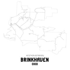 Brinkhaven Ohio. US street map with black and white lines.