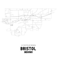 Obraz premium Bristol Indiana. US street map with black and white lines.